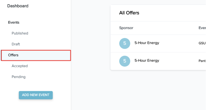 Offers tab showing pending offers
