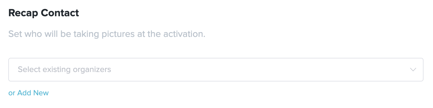 Recap Contact section with Add New link
