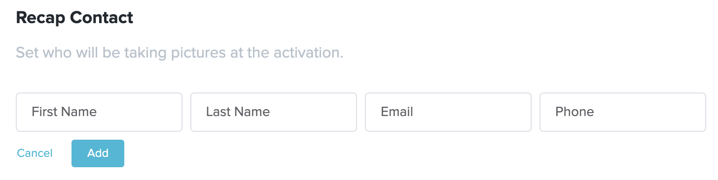 Recap Contact form fields