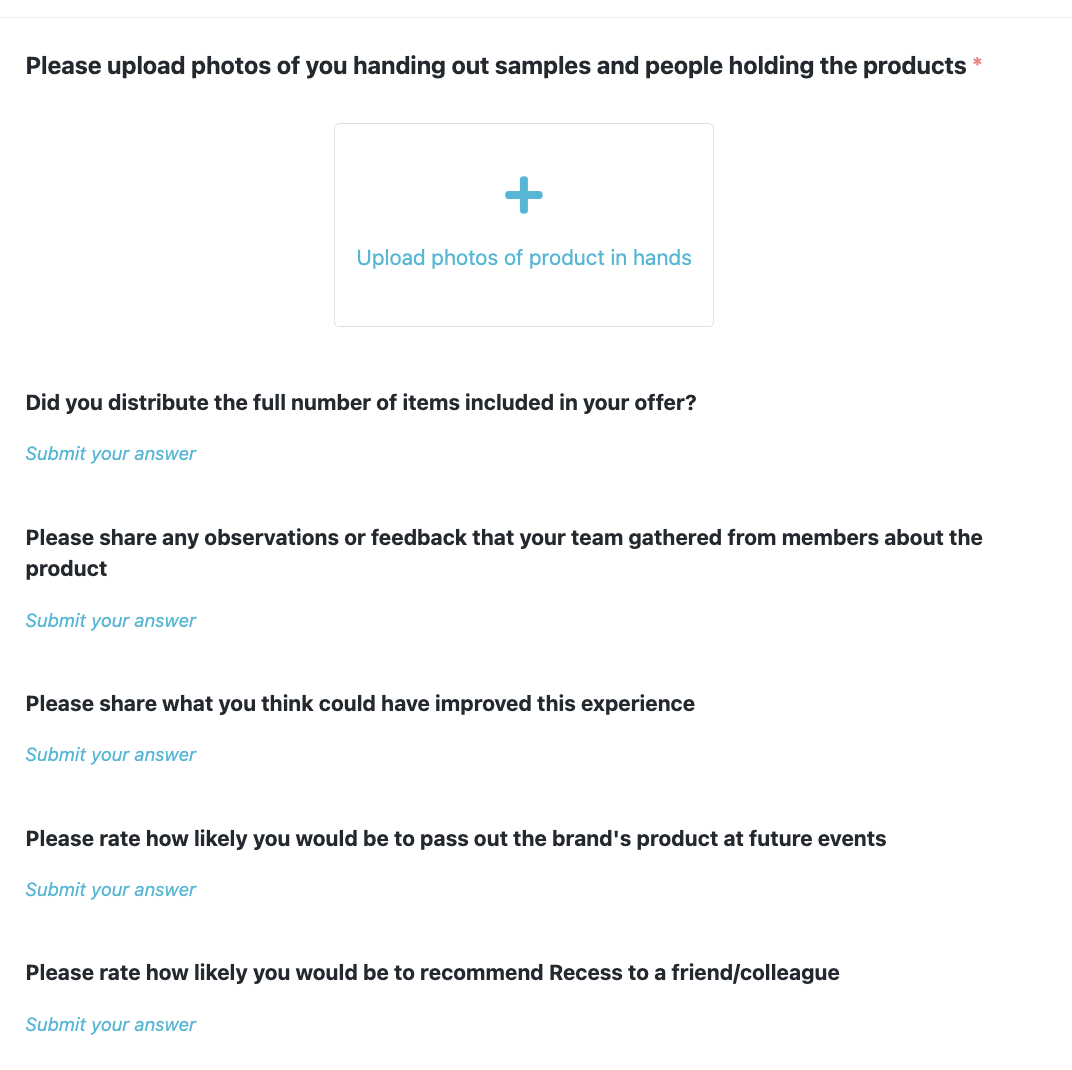 Sampling recap form