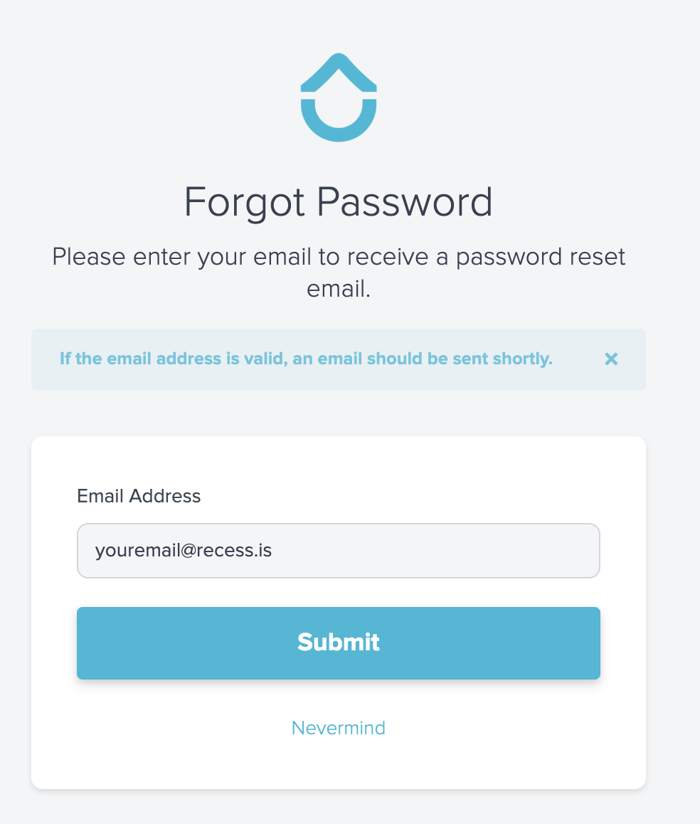 Enter your email and submit